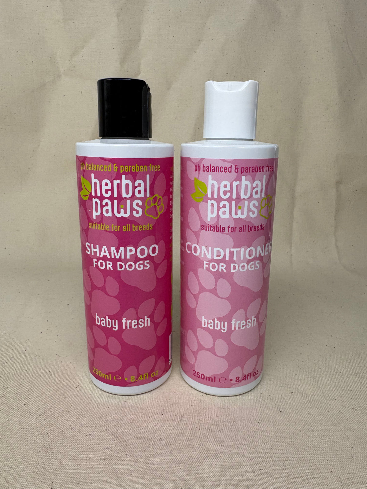herbal paws shampoo and conditioner for dogs baby fresh label